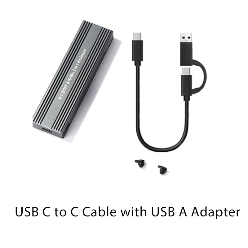 M.2 to USB 3.1 SSD Case, Dual Protocol M.2 NVME PCIe NGFF SATA M2 SSD Adapter for 2230 2242 2260 2280 NVMe/SATA RTL9210B