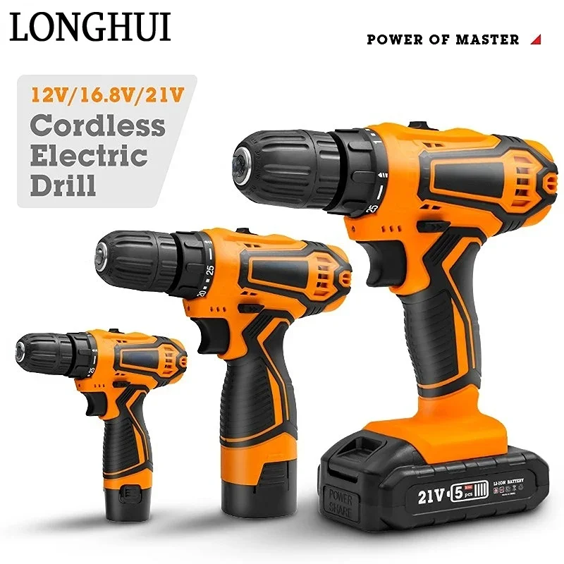 12V 16.8V 21V Cordless Mini Electric Drill Home Charging Drill Electric Screwdriver Driver Impact Drill Lithium-Ion Power Tools rechargeable drill and screwdriver wireless charging home tool repair kit tools for electric car woodwork for electricians power