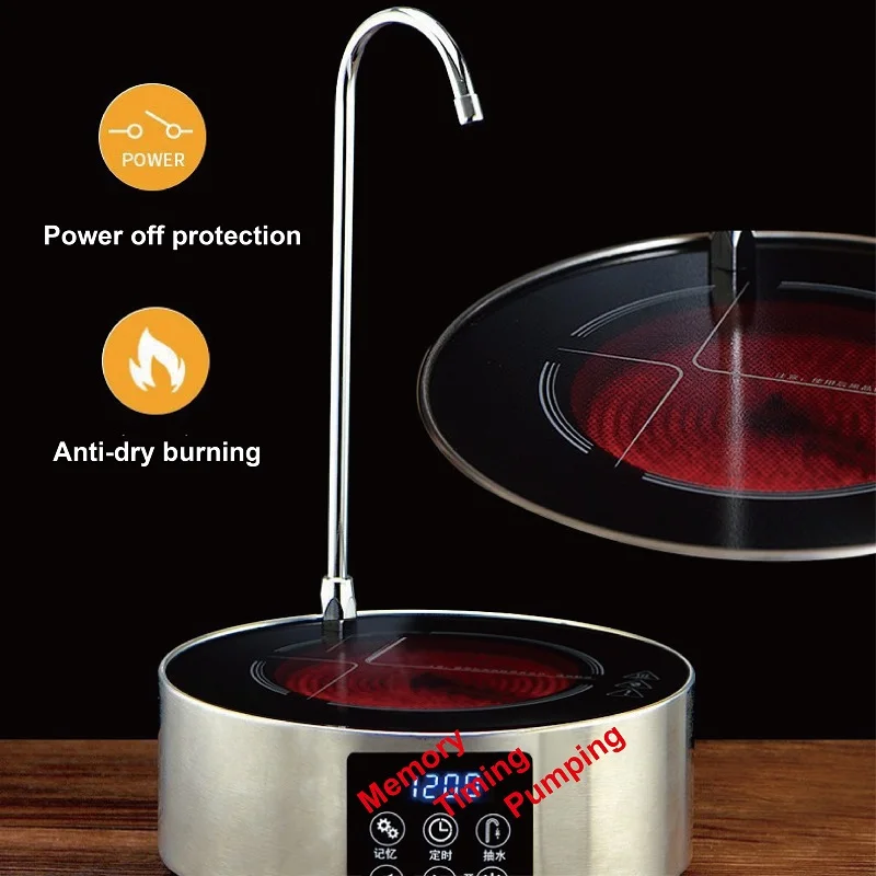 220V Electric Ceramic Stove 1200W Timing Kung Fu Tea Stove Office Automatic Water Supply Heating Furnace 10 Gear Home Tea Maker 2