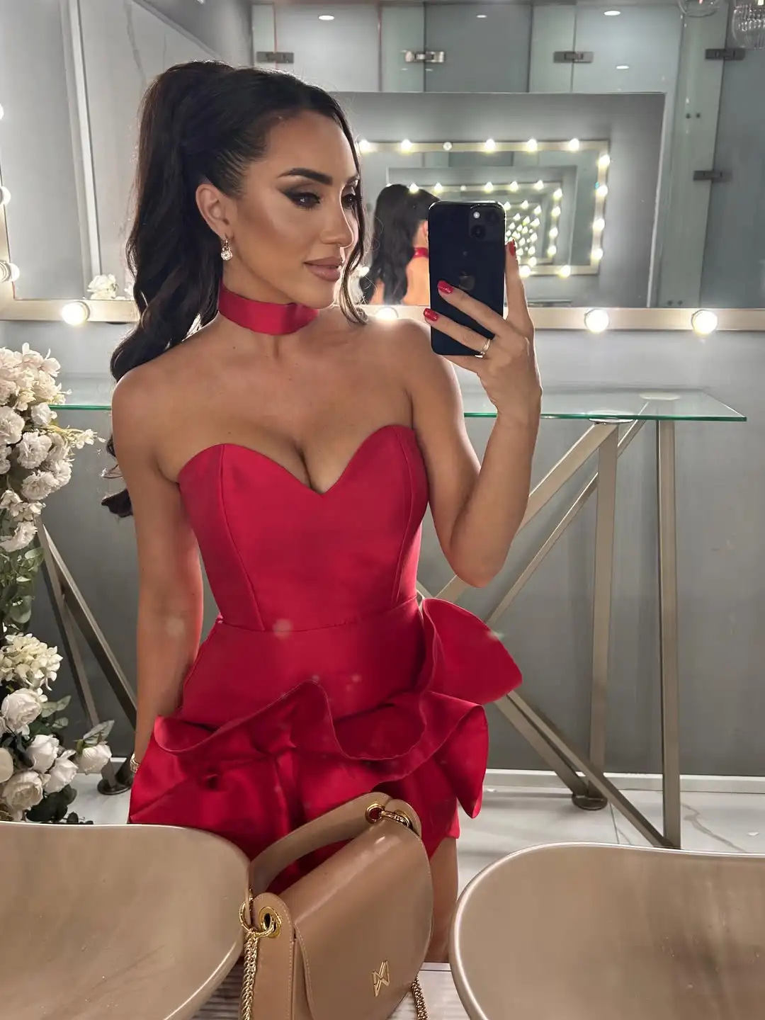 Radia May Customized Sexy Red Short Prom Dress Sweetheart Ruffles Satin Cocktail Party Gowns BP126 3
