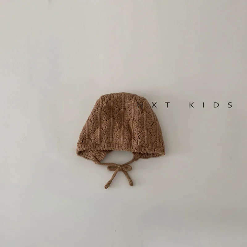 Children Knitted Hats Handmade Crochet Flower Girls Parent-child Outdoor Cotton Hat Autumn Winter Caps Fashion Retro Hollow