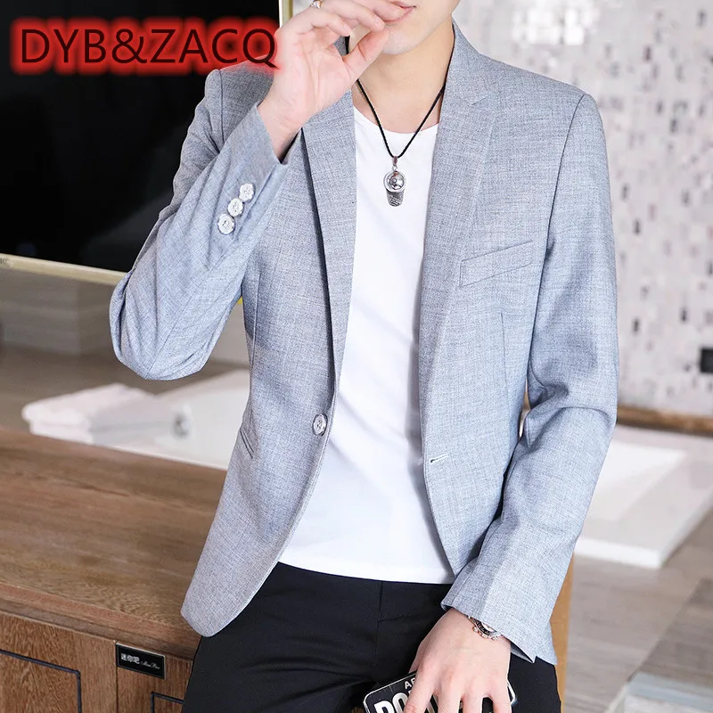 

DYB&ZACQ Men's Fashion Business Korean Version Comfortable Gentleman Elegant Solid Color British Style Casual Slim Dress Blazer