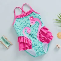 Toddler Girl s Summer Jumpsuit Bikini Flamingo Little Fish Print Sleeveless Ruffle Swimsuit 5
