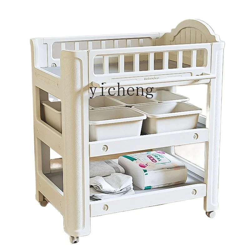 Tqh Diaper-Changing Table Baby Care Desk Baby Change Diapers Crib Multi-Function Massage Touch Bath Table