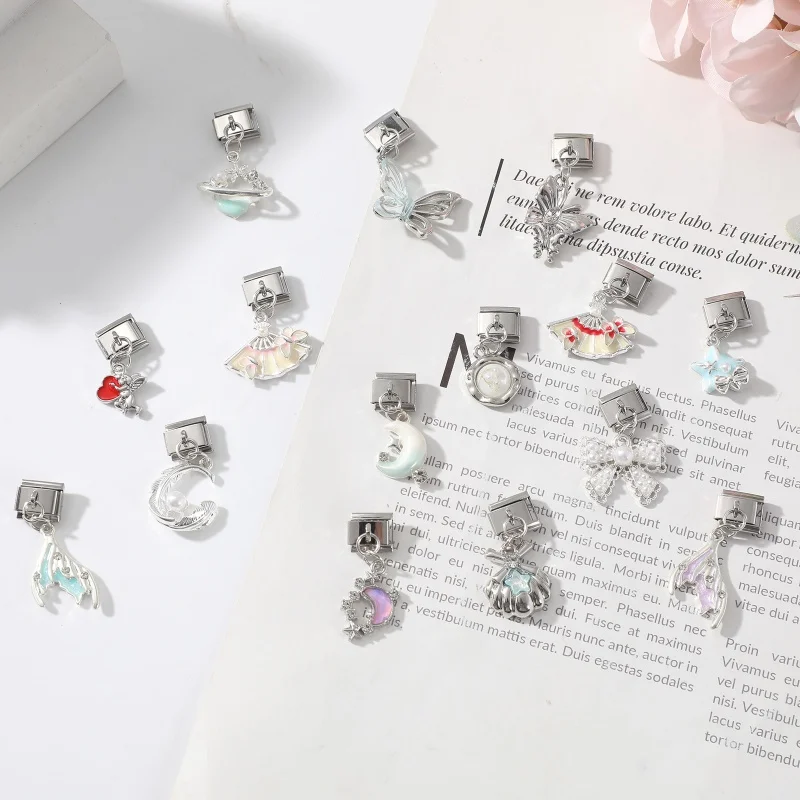 No Brand Glitter Charm Bracelet Stainless Steel