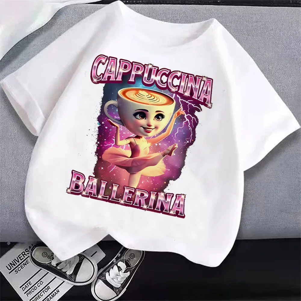 Children's Anime Cartoon Print Italian T-Shirt - Absorbent Casual Round Neck Top