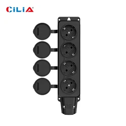EU Socket Waterproof Outdoor Power Strip with 4 Outlets, 3500W Capacity (5704)