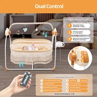 Berceau électrique pour bébé de 0 à 18 mois, balançoire automatique avec télécommande et musique, capacité de 25KG/55LBS, couffin pliable pour bébé 4