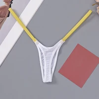Sous-vêtements Sexy pour femmes, dos en T, bretelles fines, taille basse, coutures multicolores, tongs respirantes, Mini string chaud, 1 pièce 5