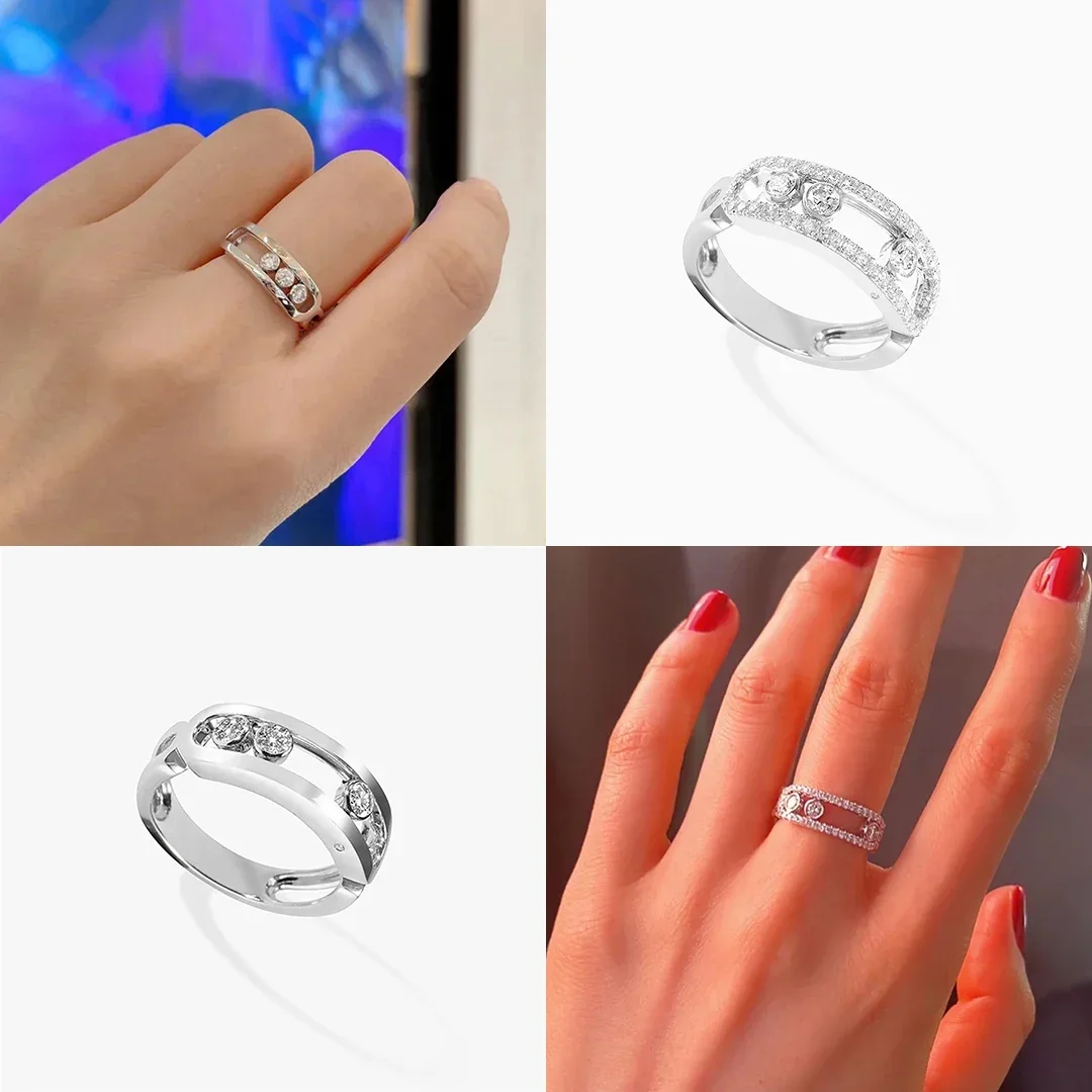 925 sterling silver classic mobile three diamond women's ring fashion wedding ring. Luxury jewelry gifts