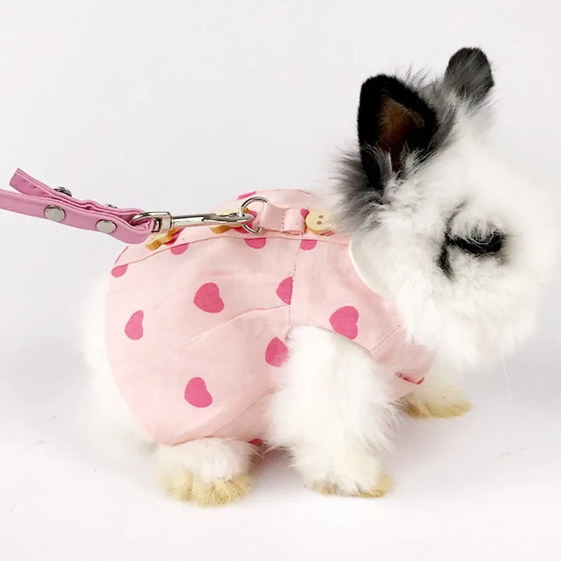 Rabbit Harness with Leash Pet Rabbit Harnesses for Outdoor Use Breathable Vest Dress for Bunny Pig Small Pet Harness Suit