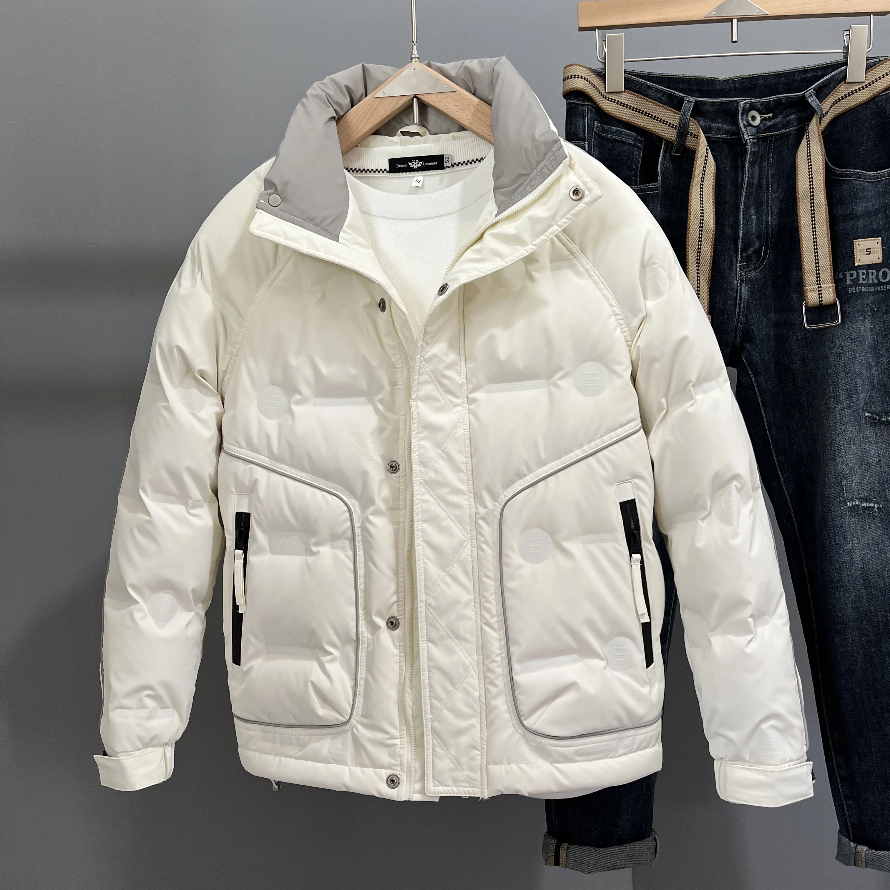 Lässige Entendaunenjacken für Herren, 2025, Herbst und Winter, warme Puffermäntel, Jugend-Outwear, Übergröße M-4XL, winddicht, gepolsterte Oberteile – Detail 7
