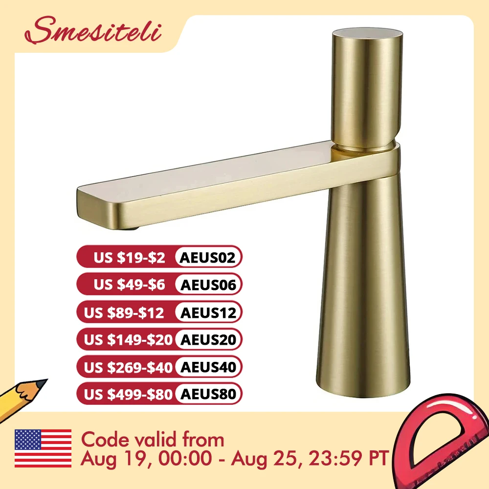 Brass Basin Bathroom Sink Faucet Single Hole Single Handle Hot And Cold Water Deck Mounted Mixer Tap Smesiteli