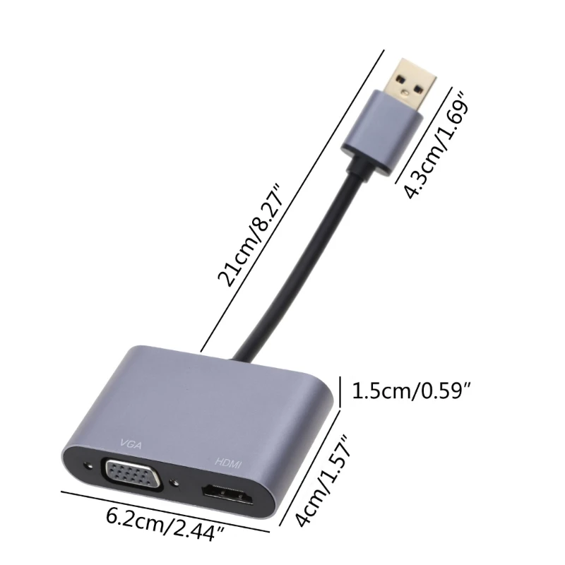 비디오 USB VGA 어댑터 케이블, 출력 어댑터 컨버터 포함, 드롭 배송