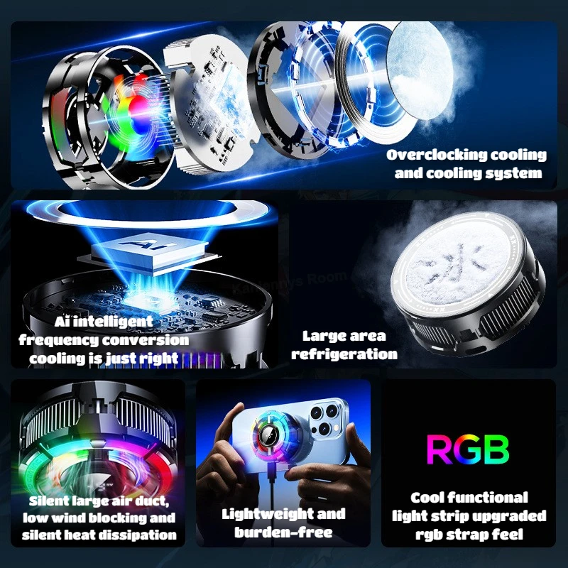 MEMO CX15 Mobile Phone 5V/3A AI Freeze PUBG Game Cooler Semiconductor Magnetic/Back-clip Cooling Fan Radiator for IPhone Android