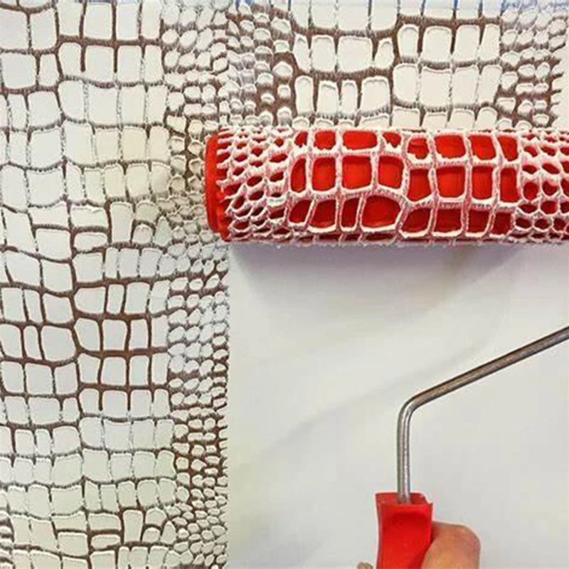 7" DIY Patterned Paint Roller paint roller brush Decorative Roller Art Texture with Plastic Handle Crocodile Skin Texture wood grain roller