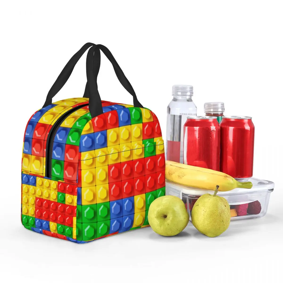 Custom Brick Builder Blocks Master Builder Insulated Lunch Tote Bag for Women Resuable Cooler Thermal Food Lunch Box Children 6