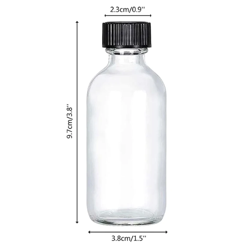 12PCS 60ml Small Glass Bottles With Airtight Lids Clear Sample Boston Bottle/Vials/Containers For Juice Ginger Shots Potion Oils 6