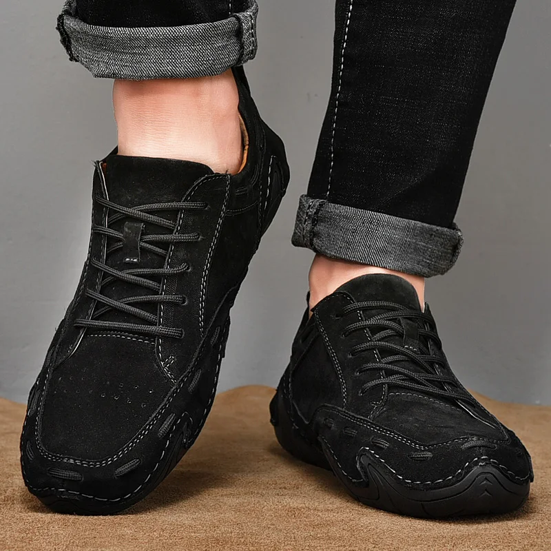 Men's Leather Casual loafers Shoes wedding Dress Shoes New Big Size Moccasins Suede shoes High Quality Size 48