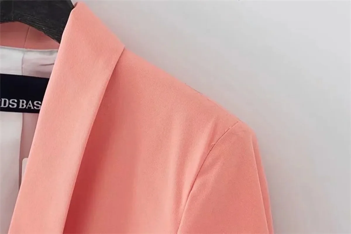 All-Match Solid Colors Blazer Suit Women Pink Casual Commute Office Blazer Mid Length Single Button 2023 New Autumn Winter Coats