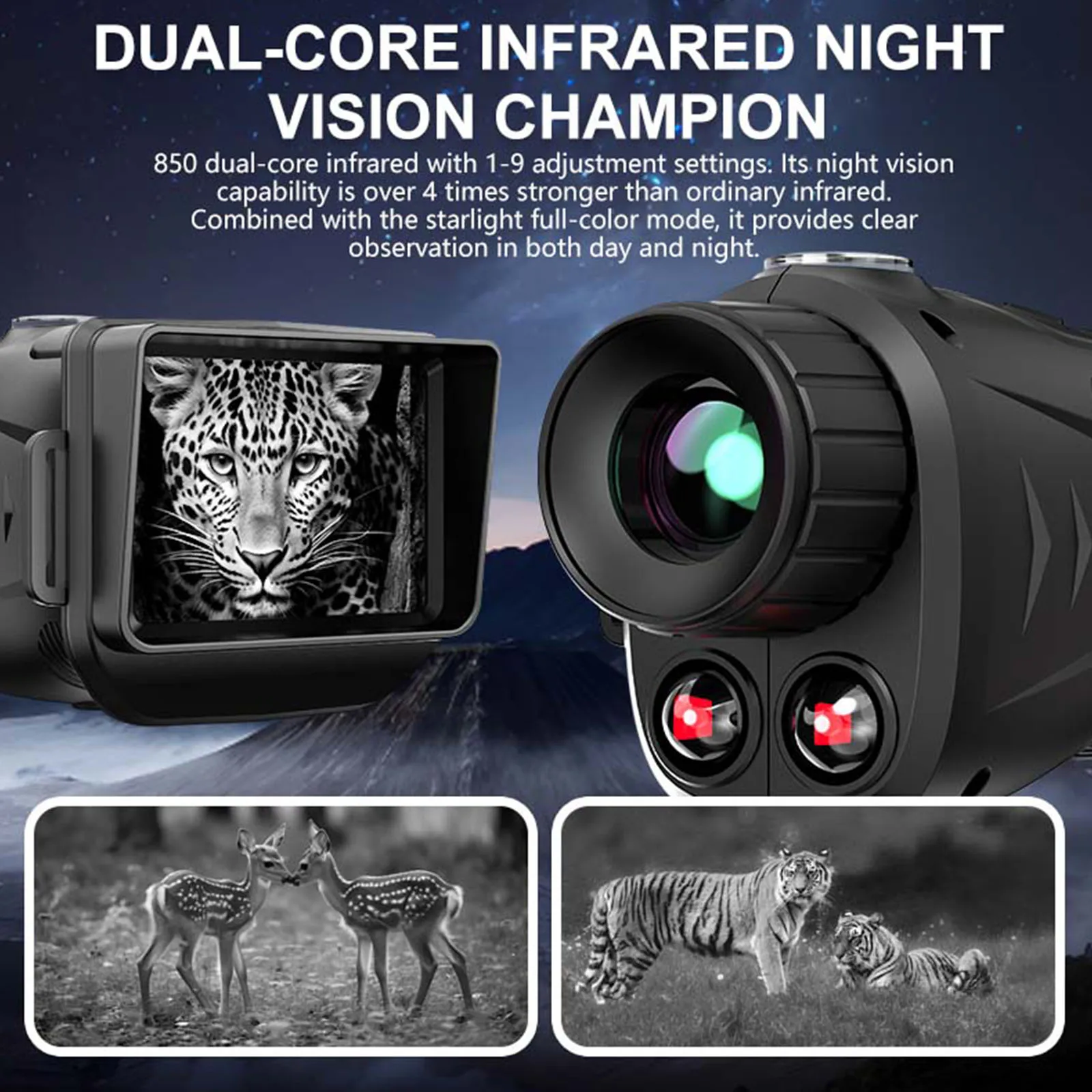 4K Infrared Night Visions Device with 2.8 Inch Large Screen 18X Digital Zoom 5