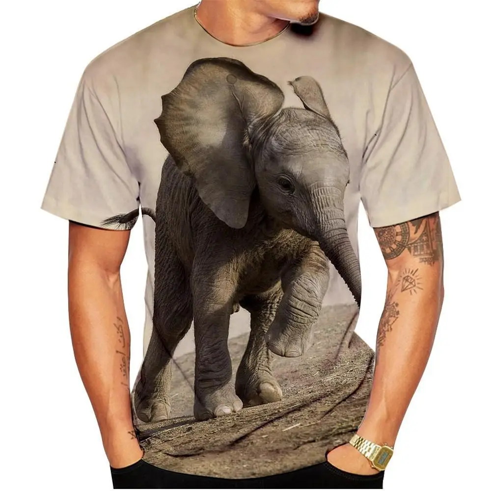New Summer Funny Animal Elephant 3d Printed T-shirt Men Ladies
