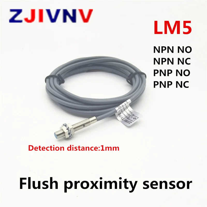 

M5 Inductive Flush Proximity Switch Sensor NPN/PNP NO/NC 3 Wires 100mA Detection Distance 1mm for Product Count LM5-3001