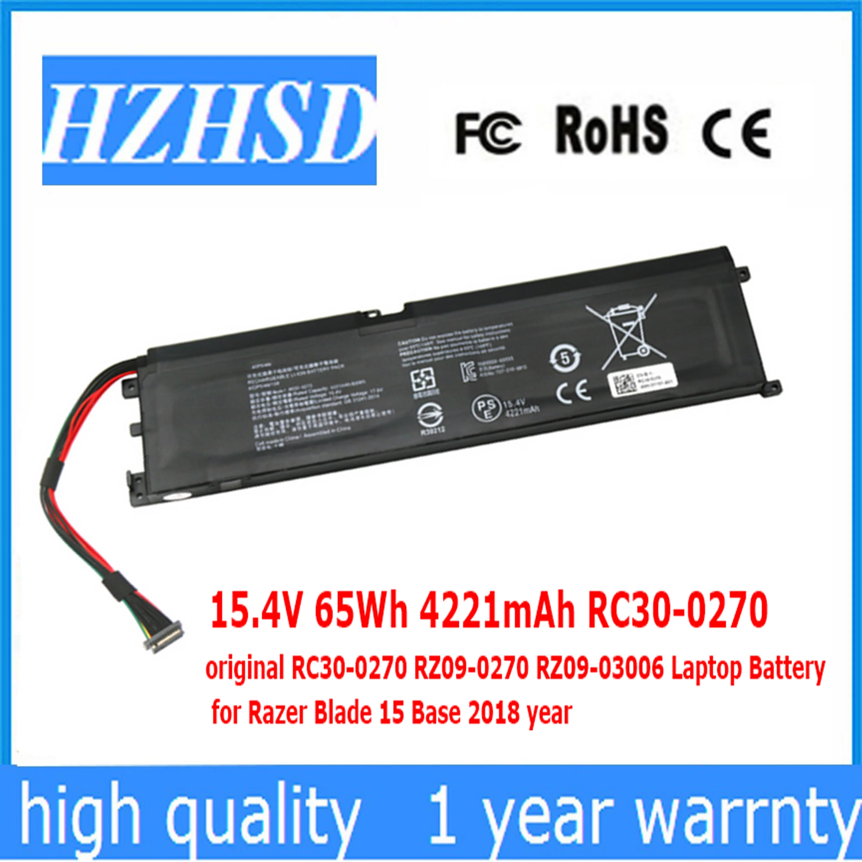 

15.4V 65Wh 4221mAh original RC30-0270 RZ09-0270 RZ09-03006 Laptop Battery for Razer Hazel Blade 15 Base 2018 year