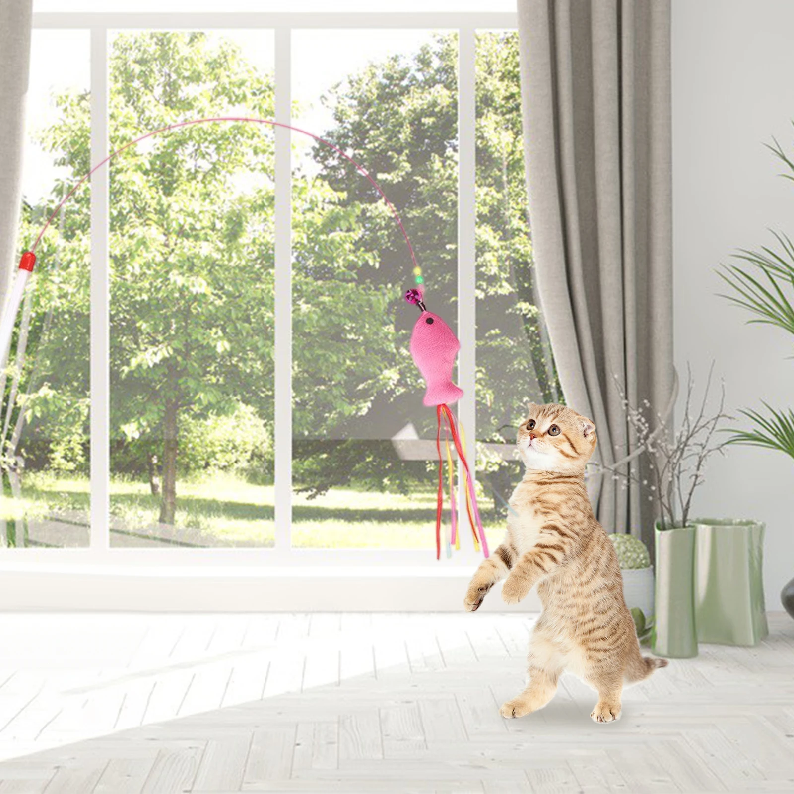 Simulation Bird interactive Cat Toy Funny Feather Cat Stick with Bell Cat Playing Teaser Wand Toy for Kitten Cat Supplies 