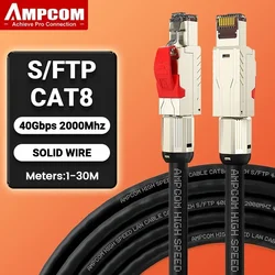 High - Speed Industrial Grade Ethernet Cable, Screened Shielded Solid, 22 - 23AWG, Up to 40Gbps - 0.5m (CAT8 Black 22AWG)