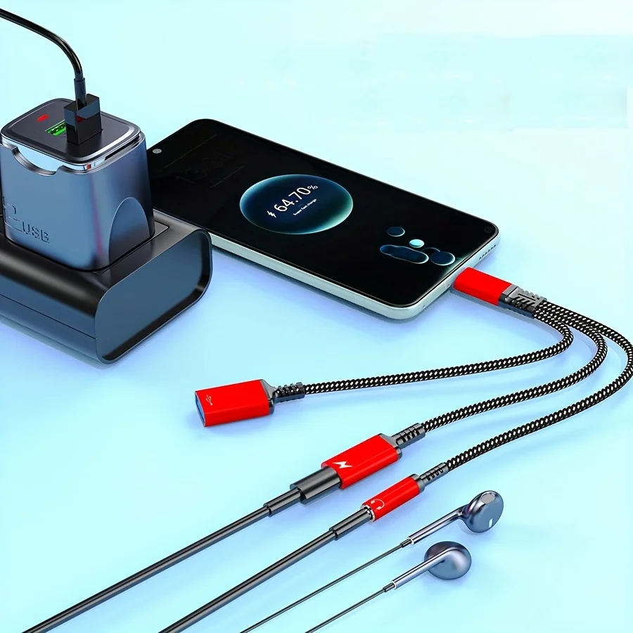 다기능 3포트 USB C 분배기 동시 충전 오디오 OTG 어댑터