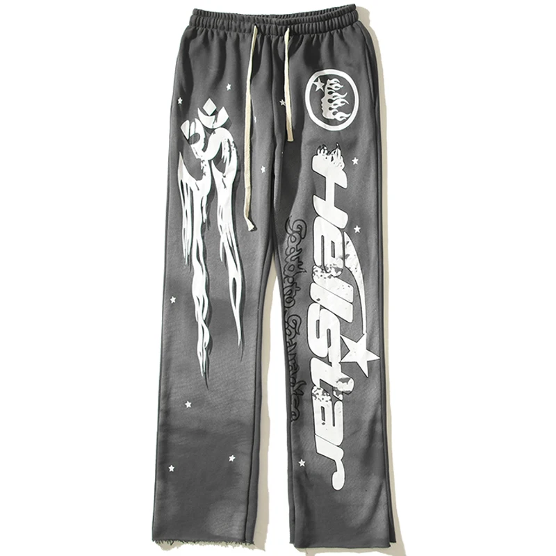 

Hellstar Sweatpants Classic Flame Letter Print HELLSTAR High Street Hip Hop Sweatpants Casual Pants Men Women
