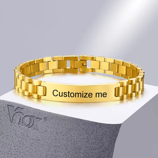 Personalised Classic bracelet | Gift For men | Gift For women | Gold t –  BBD GIFTS