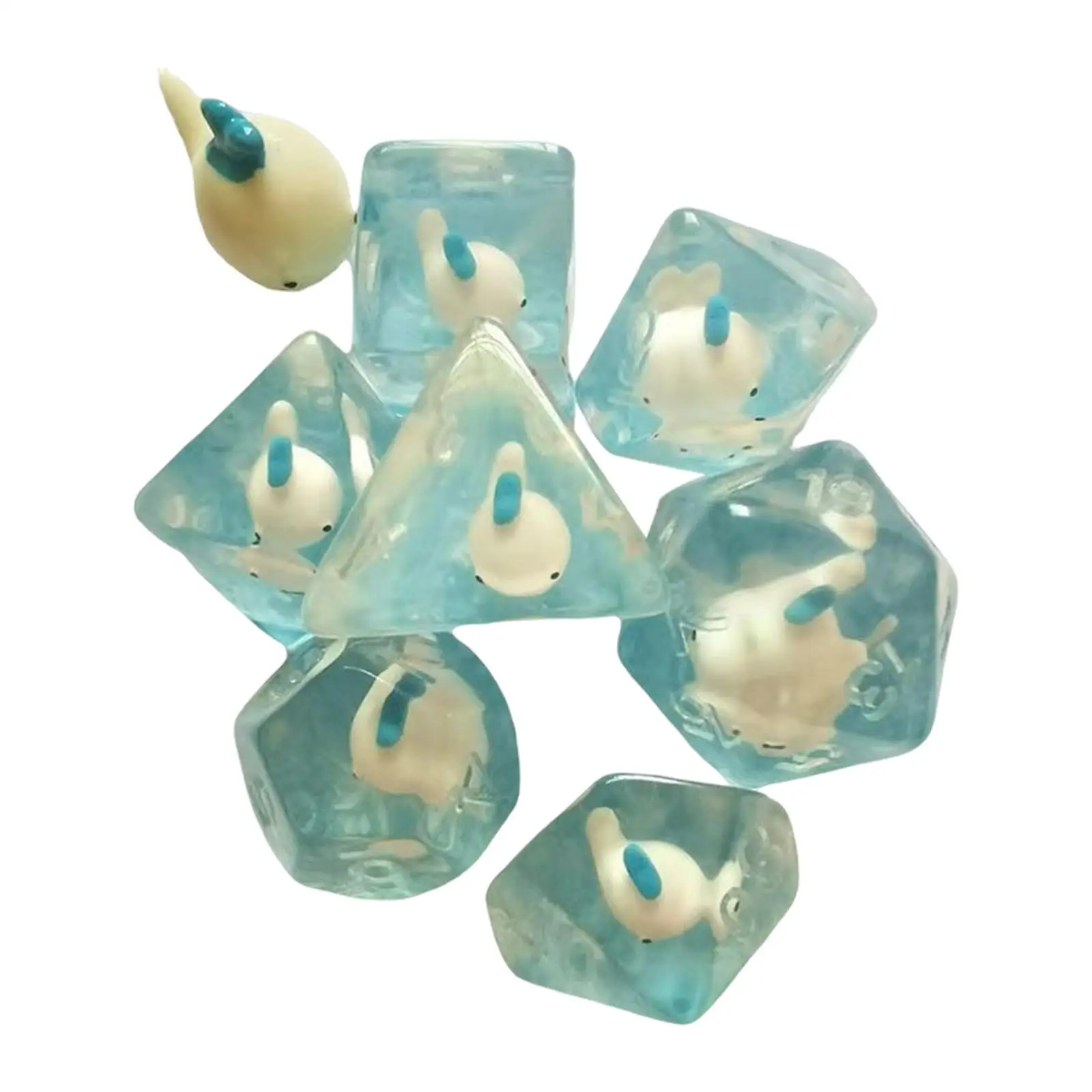 7Pcs Polyhedral dices with Animal Dolphin Table Game Dices D6 D4 D8 D10 D12 D20 for Board game Favors Role Play Drinking Prop