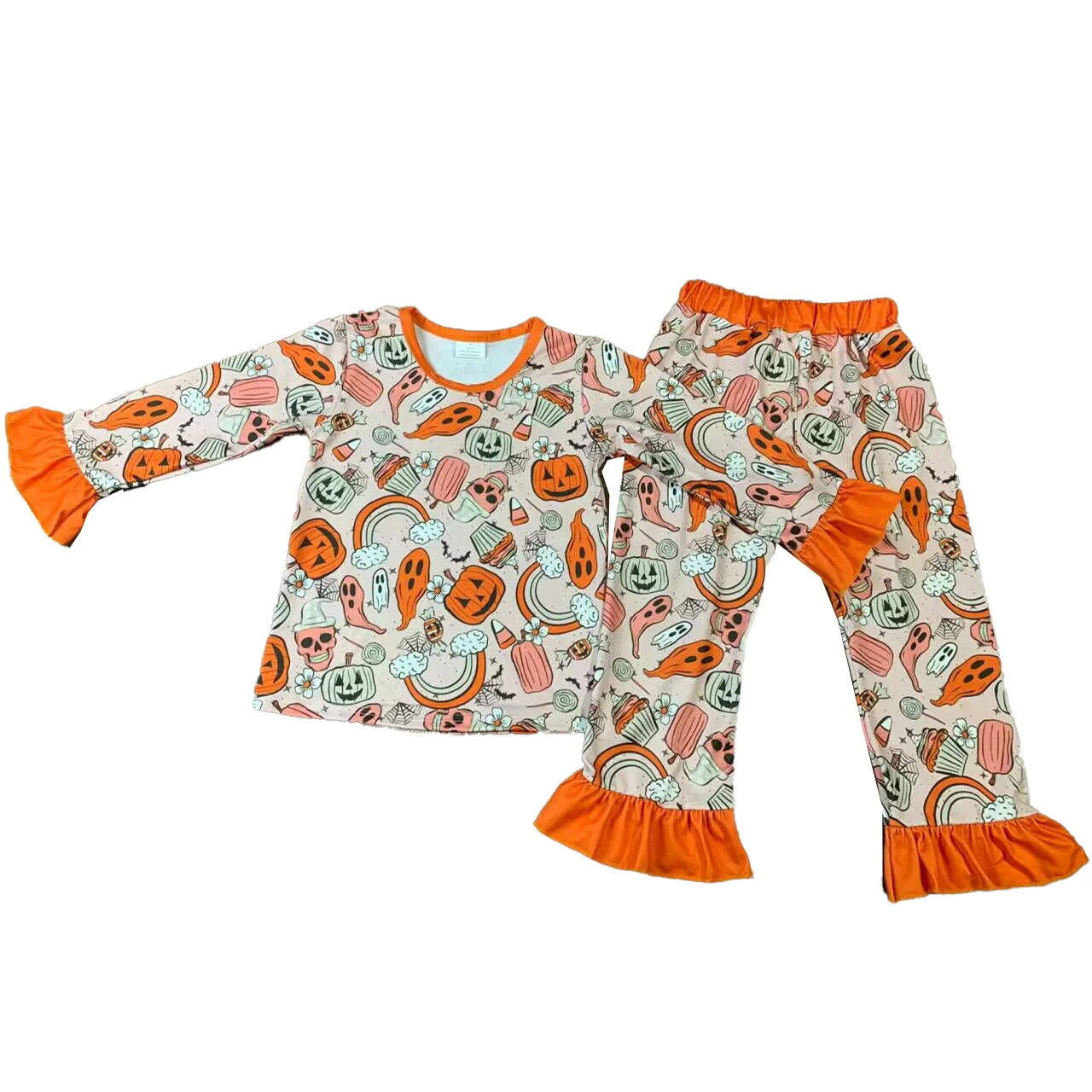 

Boutique Halloween Sleepwear Outftis Boys western Ghost Nightgown Girls Ghost Pumpkin Pajamas Sets