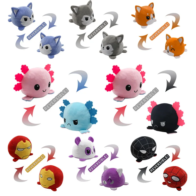 FlipCatPlushToyReversiblesAnimalsDoubleSidedFlipDollPillow