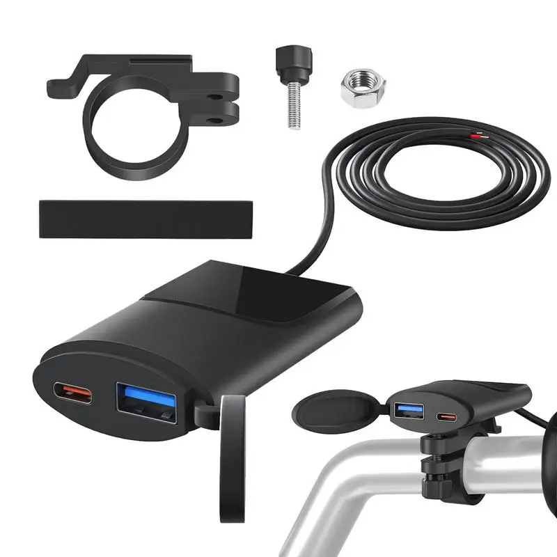 

Motorcycle USB Charger QC3.0 Handlebar Fast Charging Waterproof Socket Adapter Voltmeter Motorcycle Accessories for Phone Tablet