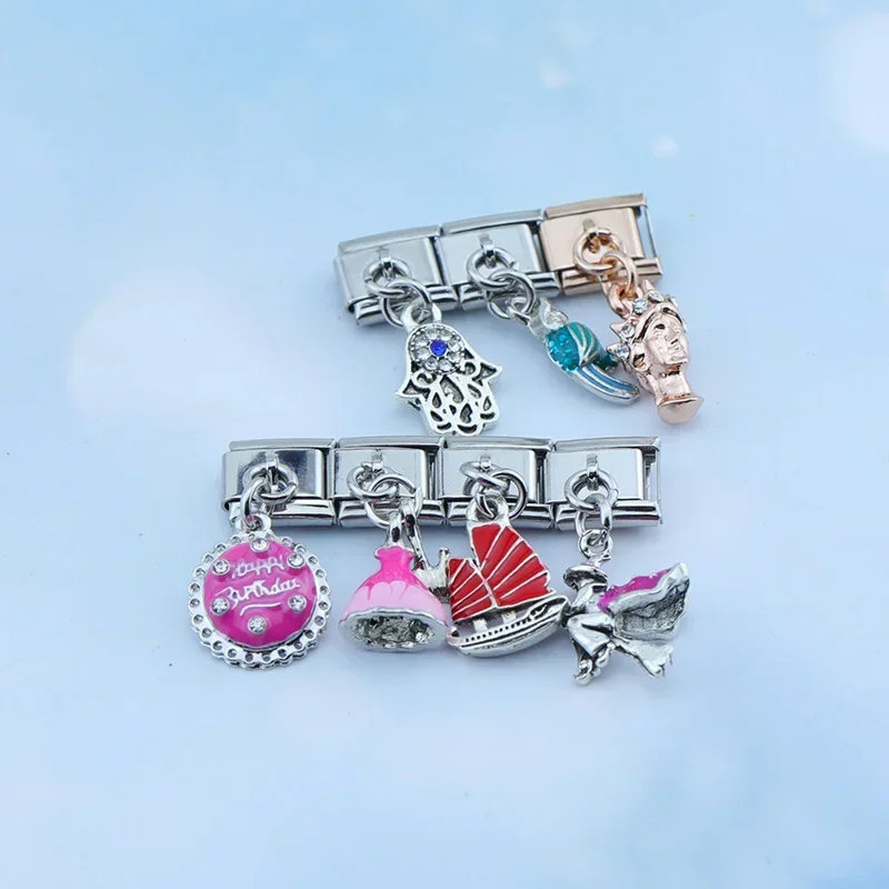 Charm Bracelet Hapiship Fashion Sweet Flower Dog Boy Girls Cake Fish Tree Charm Links Bracelet