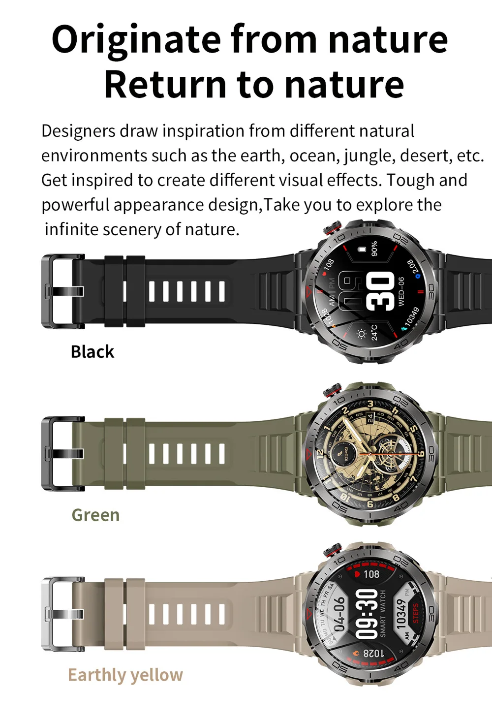 Reloj inteligente deportivo con GPS y pantalla AMOLED, pulsera con brújula, IP68, resistente al agua, Bluetooth, llamadas, monitorización de la salud, para hombre, para actividades al aire libre_voghion.com
