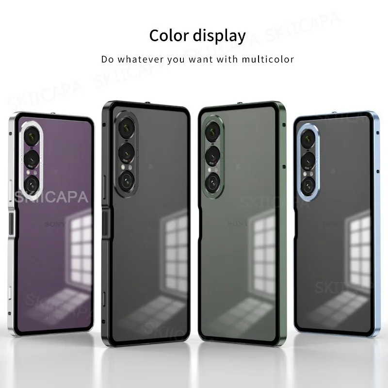 Shockproof Metal Phone Case with Aluminium Alloy Frame and Hard Matte Bumper Cover