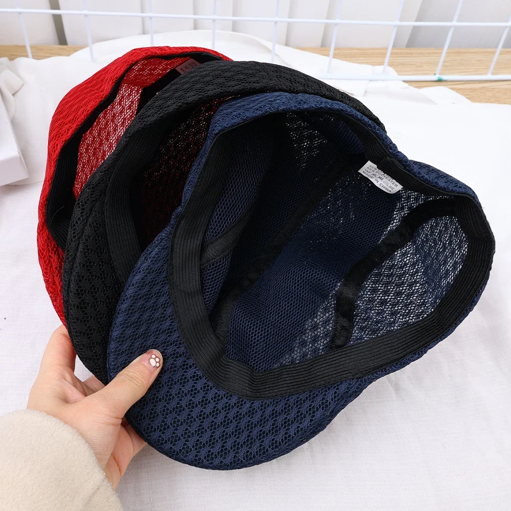 Summer Breathable Berets Men Soft Cotton and linen Hat Windproof Street Beret Hat Retro England Hats Peaked Painter Caps