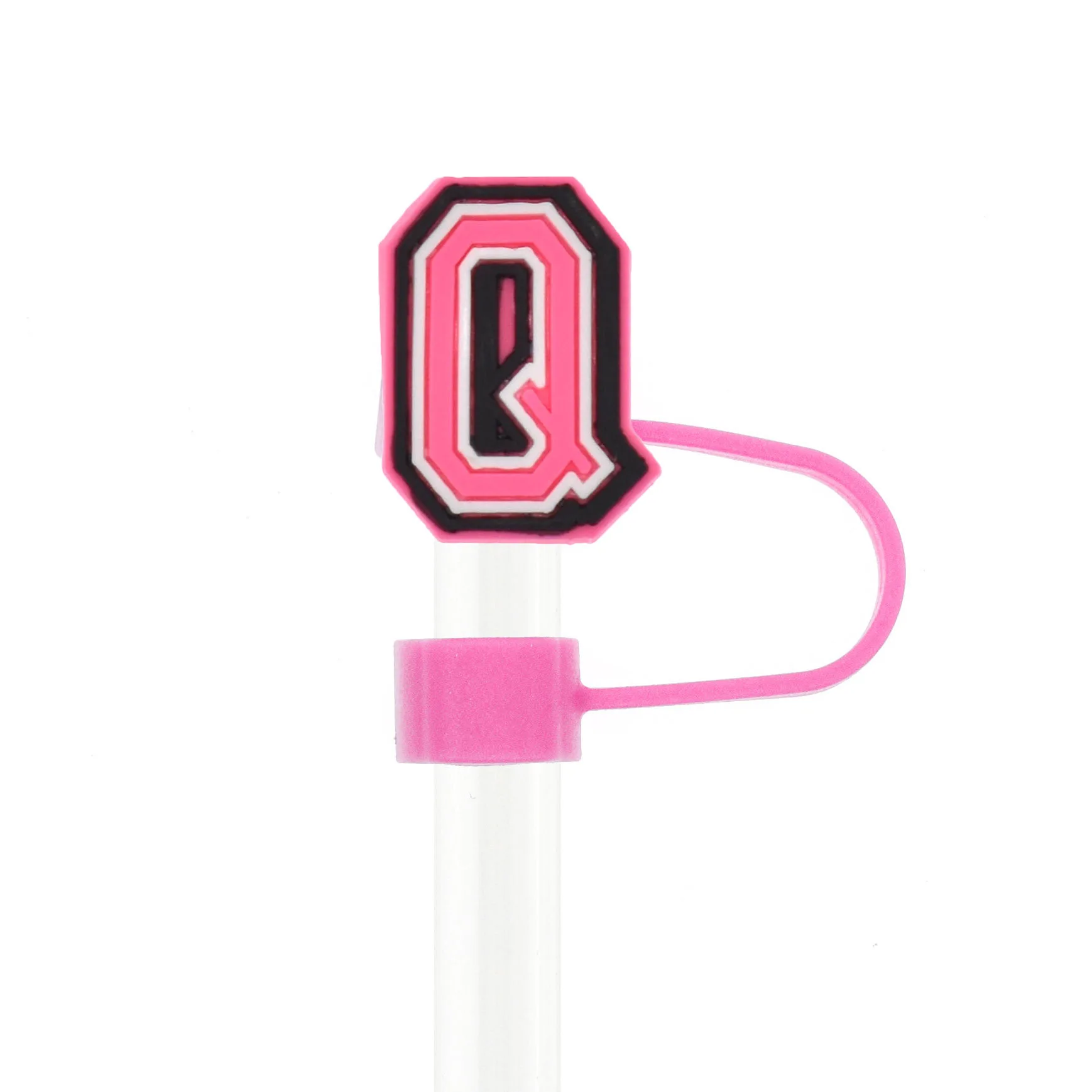 Pink Reusable Straw Cover Cap Set - Splash-Proof Drink Accessory with Charms