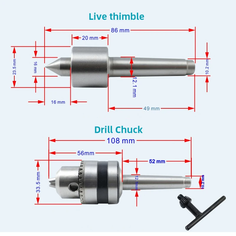 Multifunction Drilling Tailstock Live Center Silver Metal With Claw For Mini Lathe Machine Revolving Centre Accessories Chuck lathe tailstock center