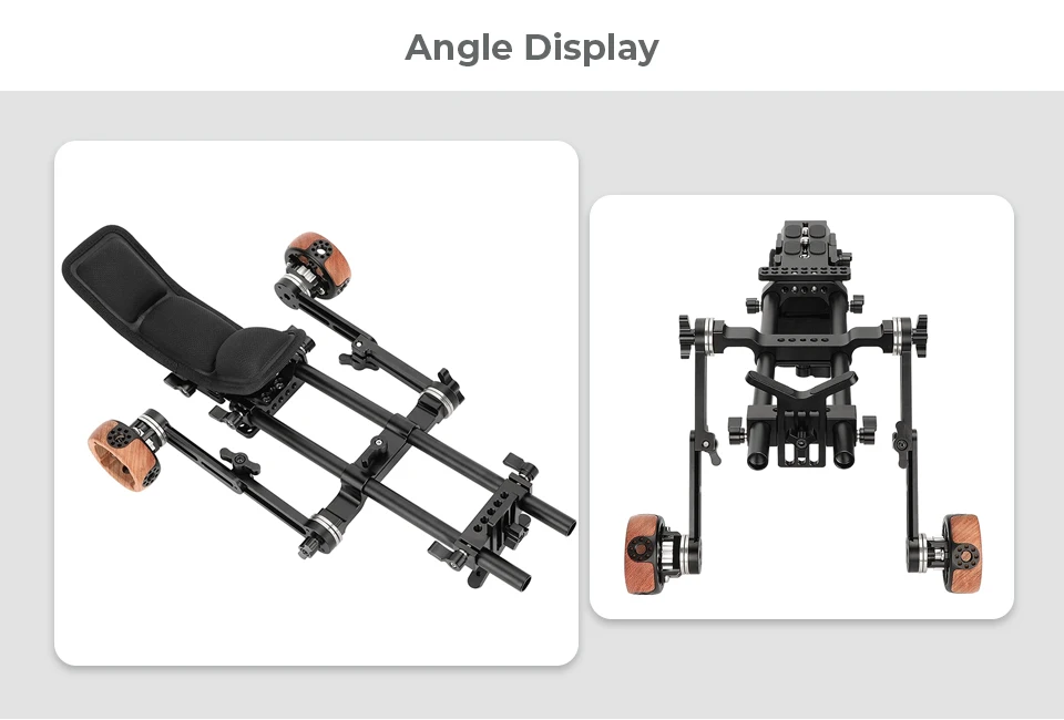 Shoulder Kit Mount 15mm Railblock Rig with Manfrotto QR Plate and Wooden Handgri