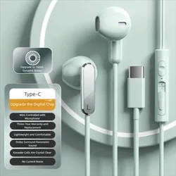 High - Fidelity Sound Wired Headphones with Mic & Noise Reduction (Green Type - c)