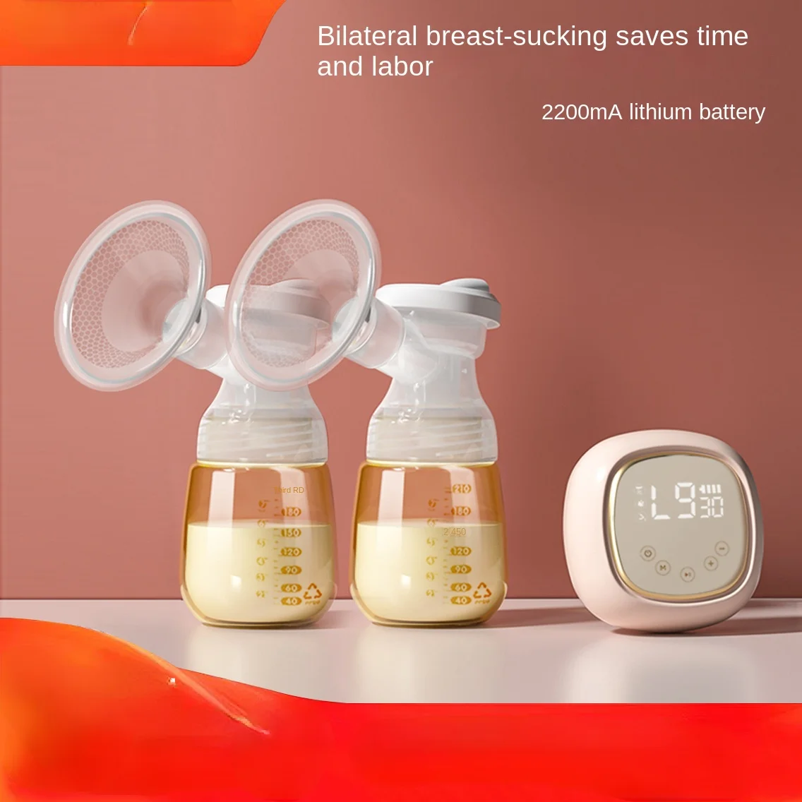 

Electric double sided breast pump big suction silent intelligent rechargeable milking machine neutral English version Gears 1-9