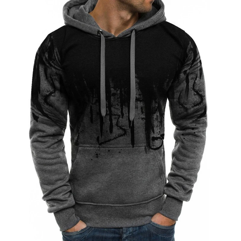 Fashion men's sportswear set Men's splashed ink hoodie+pants two-piece set Spring Autumn Winter jogging suit two-piece set