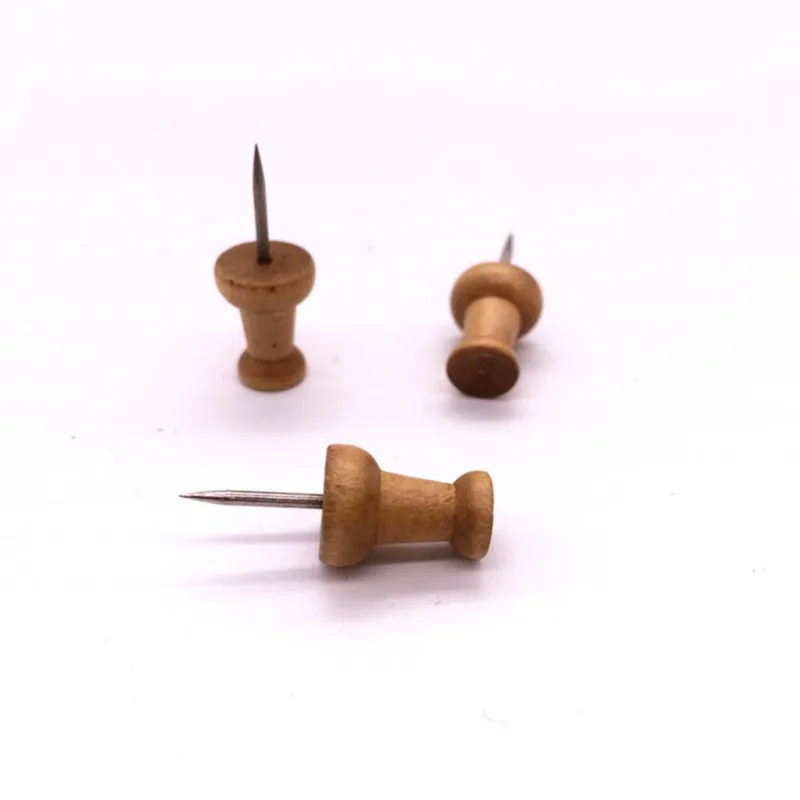 Wood Push Pins,Decorative Thumb Tacks Used on Cork Boards or Maps, Pack of 60PCS Wood color