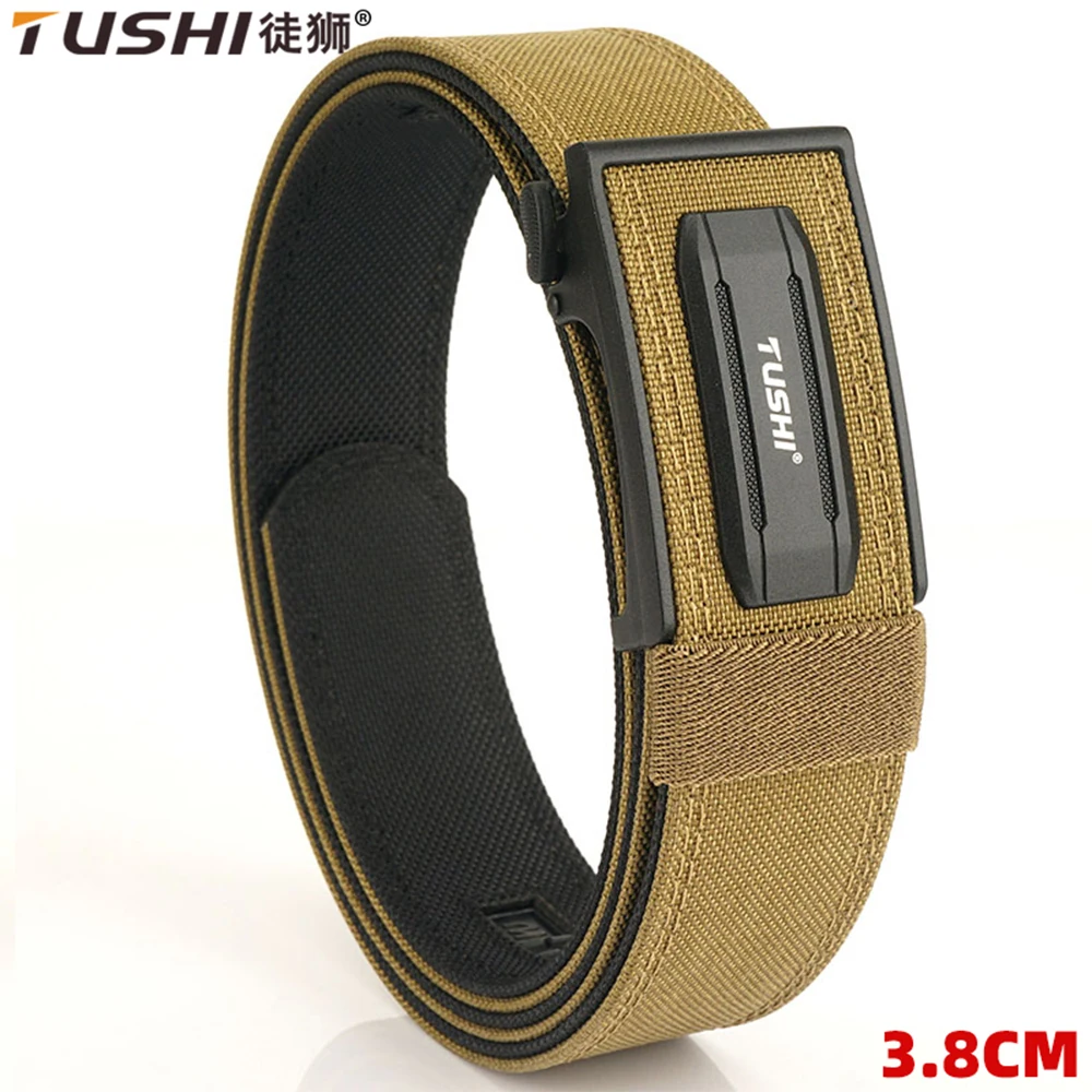TUSHI New Hard Gun Belt for Men and Women Alloy Automatic Buckle Tactical IPSC Outdoor Belt 1100D Nylon Military Belt Male