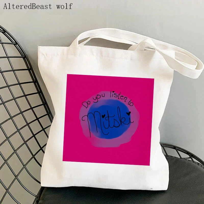 Women Shopper bag Girl Lying Playing The Guitar Sad Mood Art Board Mitski Bag Harajuku Canvas Bag girl handbag Shoulder Lady Bag